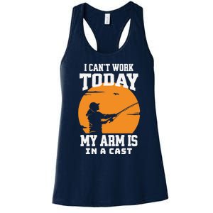 Funny Fishing Gifts for Fisherman Dad cant work Today Women's Racerback Tank