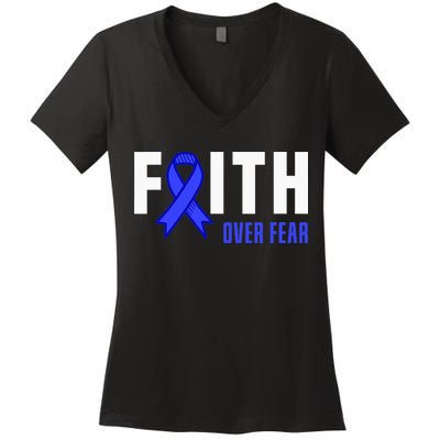 Faith Fear God ALS Warrior ALS Fighter ALS Awareness Women's V-Neck T-Shirt