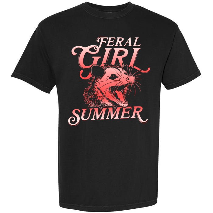 Funny Feral Girl Summer Opossum Garment-Dyed Heavyweight T-Shirt