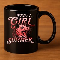 Funny Feral Girl Summer Opossum 11oz C Handle Ceramic Mug