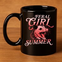 Funny Feral Girl Summer Opossum 11oz C Handle Ceramic Mug