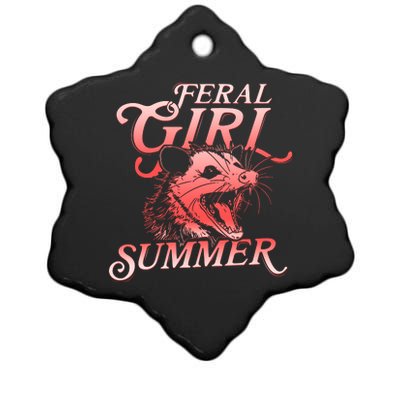 Funny Feral Girl Summer Opossum Ceramic Star Ornament