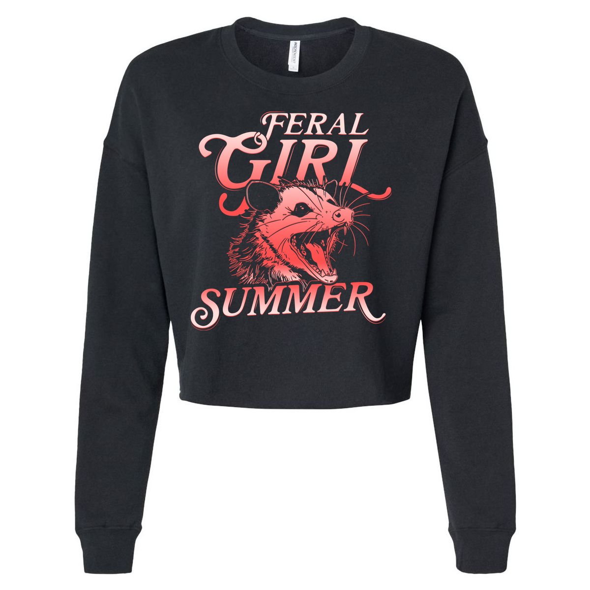 Funny Feral Girl Summer Opossum Cropped Pullover Crew