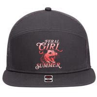 Funny Feral Girl Summer Opossum 7 Panel Mesh Trucker Snapback Hat
