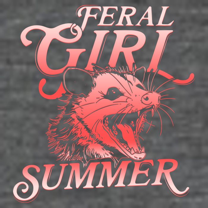 Funny Feral Girl Summer Opossum Button