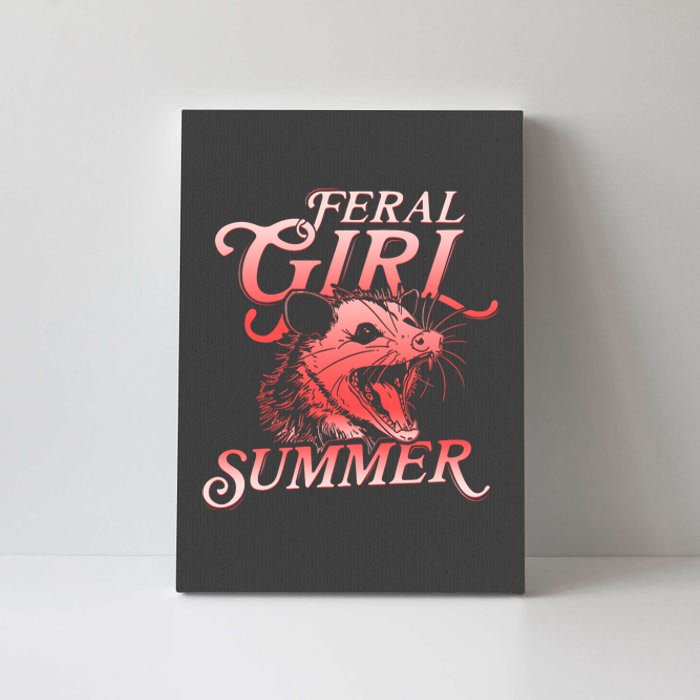 Funny Feral Girl Summer Opossum Canvas