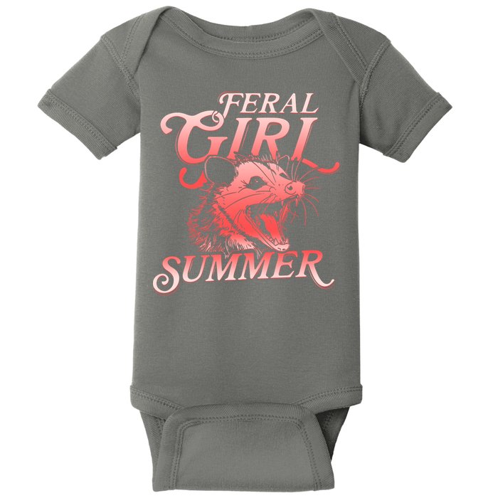 Funny Feral Girl Summer Opossum Baby Bodysuit