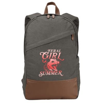 Funny Feral Girl Summer Opossum Cotton Canvas Backpack
