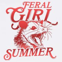 Funny Feral Girl Summer Opossum Garment-Dyed Sweatshirt