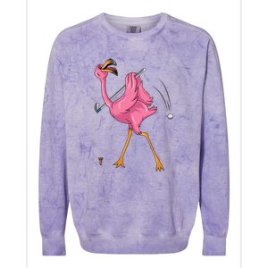 Funny Flamingo Golfing Flamingo Golf Flamingo Playing Golf Colorblast Crewneck Sweatshirt