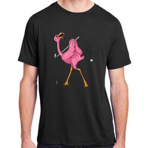 Funny Flamingo Golfing Flamingo Golf Flamingo Playing Golf Adult ChromaSoft Performance T-Shirt