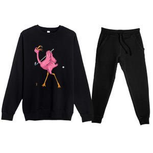 Funny Flamingo Golfing Flamingo Golf Flamingo Playing Golf Premium Crewneck Sweatsuit Set