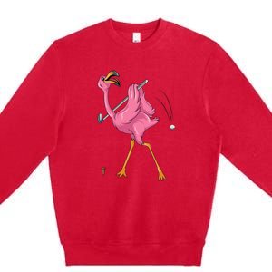 Funny Flamingo Golfing Flamingo Golf Flamingo Playing Golf Premium Crewneck Sweatshirt