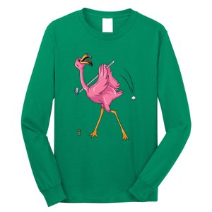 Funny Flamingo Golfing Flamingo Golf Flamingo Playing Golf Long Sleeve Shirt