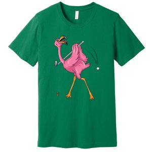 Funny Flamingo Golfing Flamingo Golf Flamingo Playing Golf Premium T-Shirt