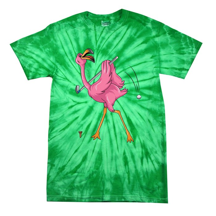 Funny Flamingo Golfing Flamingo Golf Flamingo Playing Golf Tie-Dye T-Shirt