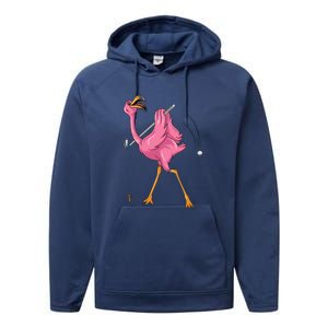 Funny Flamingo Golfing Flamingo Golf Flamingo Playing Golf Performance Fleece Hoodie