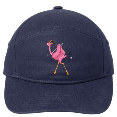 Funny Flamingo Golfing Flamingo Golf Flamingo Playing Golf 7-Panel Snapback Hat