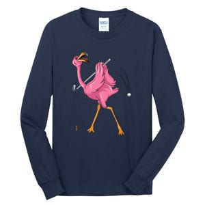 Funny Flamingo Golfing Flamingo Golf Flamingo Playing Golf Tall Long Sleeve T-Shirt