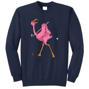 Funny Flamingo Golfing Flamingo Golf Flamingo Playing Golf Tall Sweatshirt