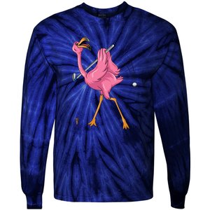 Funny Flamingo Golfing Flamingo Golf Flamingo Playing Golf Tie-Dye Long Sleeve Shirt