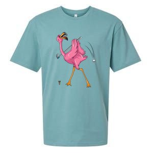 Funny Flamingo Golfing Flamingo Golf Flamingo Playing Golf Sueded Cloud Jersey T-Shirt