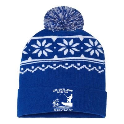 Funny Fishing Gift Ice Fisher Father's Day Fisher Gift USA-Made Snowflake Beanie