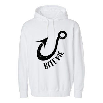 Funny Fishing Gift Bite Me Cool Gift Garment-Dyed Fleece Hoodie