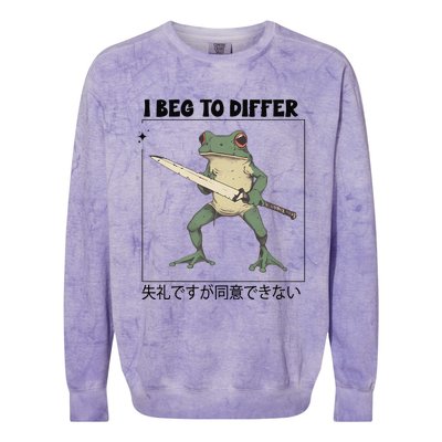 Funny Frog Graphic I Beg To Differ Frog Japanese Colorblast Crewneck Sweatshirt