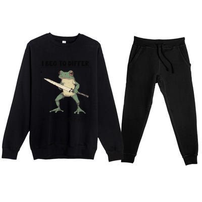 Funny Frog Graphic I Beg To Differ Frog Japanese Premium Crewneck Sweatsuit Set