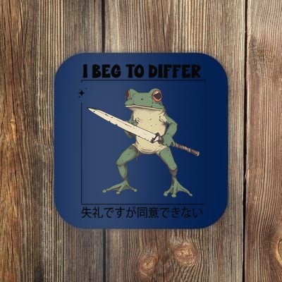 Funny Frog Graphic I Beg To Differ Frog Japanese Coaster