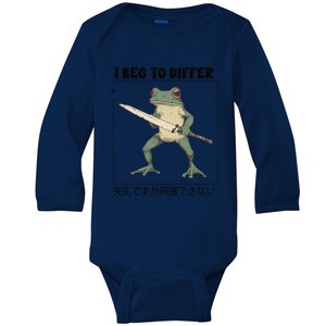 Funny Frog Graphic I Beg To Differ Frog Japanese Baby Long Sleeve Bodysuit