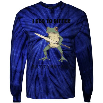 Funny Frog Graphic I Beg To Differ Frog Japanese Tie-Dye Long Sleeve Shirt