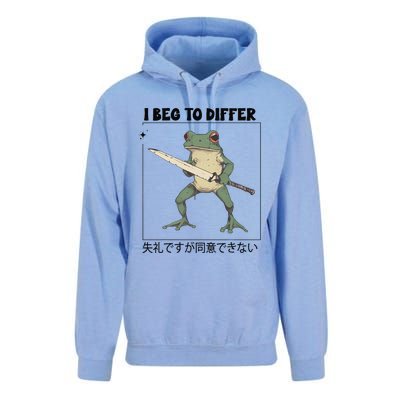 Funny Frog Graphic I Beg To Differ Frog Japanese Unisex Surf Hoodie