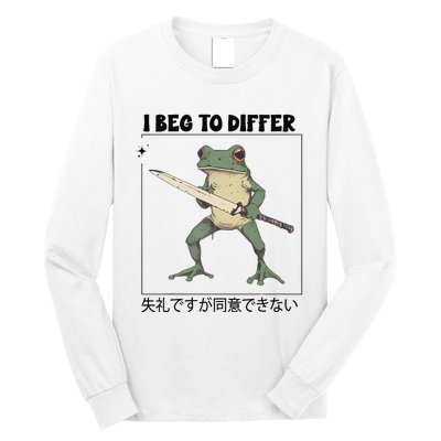 Funny Frog Graphic I Beg To Differ Frog Japanese Long Sleeve Shirt