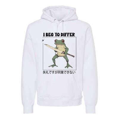 Funny Frog Graphic I Beg To Differ Frog Japanese Premium Hoodie