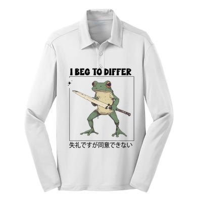 Funny Frog Graphic I Beg To Differ Frog Japanese Silk Touch Performance Long Sleeve Polo