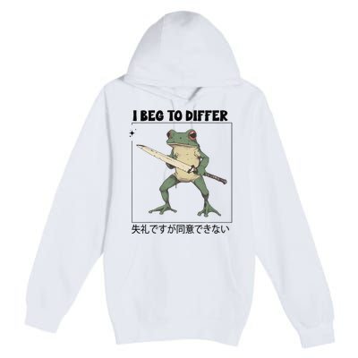 Funny Frog Graphic I Beg To Differ Frog Japanese Premium Pullover Hoodie