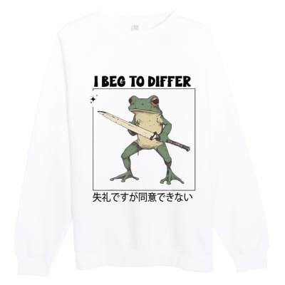 Funny Frog Graphic I Beg To Differ Frog Japanese Premium Crewneck Sweatshirt