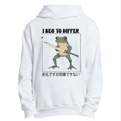 Funny Frog Graphic I Beg To Differ Frog Japanese Urban Pullover Hoodie