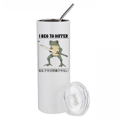 Funny Frog Graphic I Beg To Differ Frog Japanese Stainless Steel Tumbler