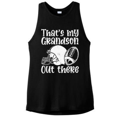 Funny Football Grandma Grandpa That's My Grandson Out There Ladies PosiCharge Tri-Blend Wicking Tank