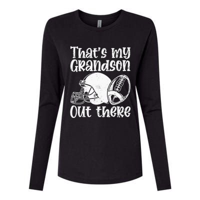 Funny Football Grandma Grandpa That's My Grandson Out There Womens Cotton Relaxed Long Sleeve T-Shirt