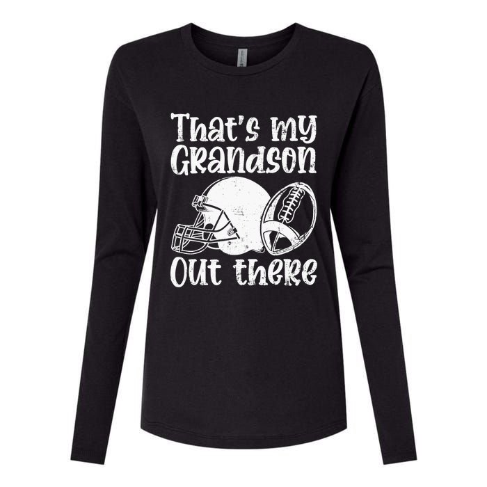 Funny Football Grandma Grandpa That's My Grandson Out There Womens Cotton Relaxed Long Sleeve T-Shirt