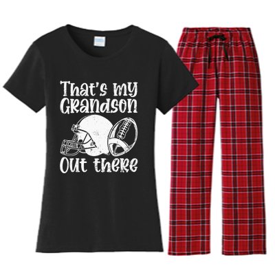 Funny Football Grandma Grandpa That's My Grandson Out There Women's Flannel Pajama Set