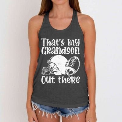 Funny Football Grandma Grandpa That's My Grandson Out There Women's Knotted Racerback Tank