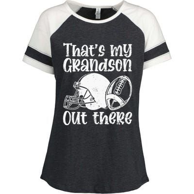 Funny Football Grandma Grandpa That's My Grandson Out There Enza Ladies Jersey Colorblock Tee