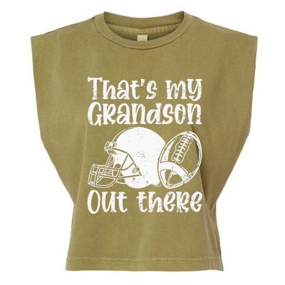 Funny Football Grandma Grandpa That's My Grandson Out There Garment-Dyed Women's Muscle Tee