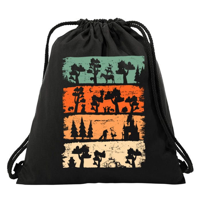 Fairytale Forest Grimm Red Riding Hood Bremer City Musicians Drawstring Bag