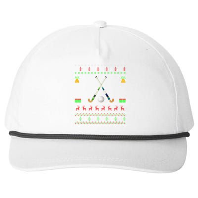 Funny Field Hockey Lover Xmas Ugly Field Hockey Christmas Gift Snapback Five-Panel Rope Hat